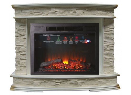 Каминокомплект Interflame Памир сланец бежевый с очагом Sirius 30 LED FX Black